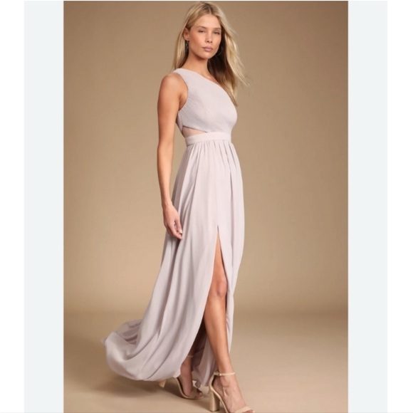 Lulus Lovely Endings Dusty Lilac One Shoulder Pleated Maxi Dress - Picture 3 of 5